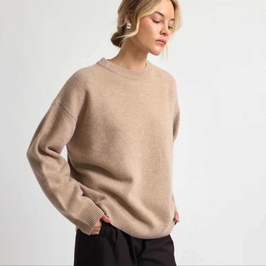 Almina Concept Oversized Wool Cashmere Sweater In Beige Neutrals Small